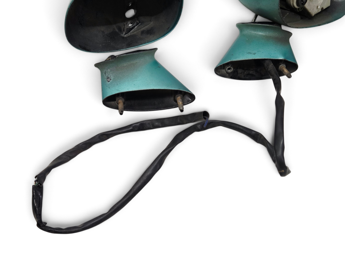 Send it Auto Parts OEM GM rear view mirrors for 1978-1982 Corvette C3 in teal paint needing restoration