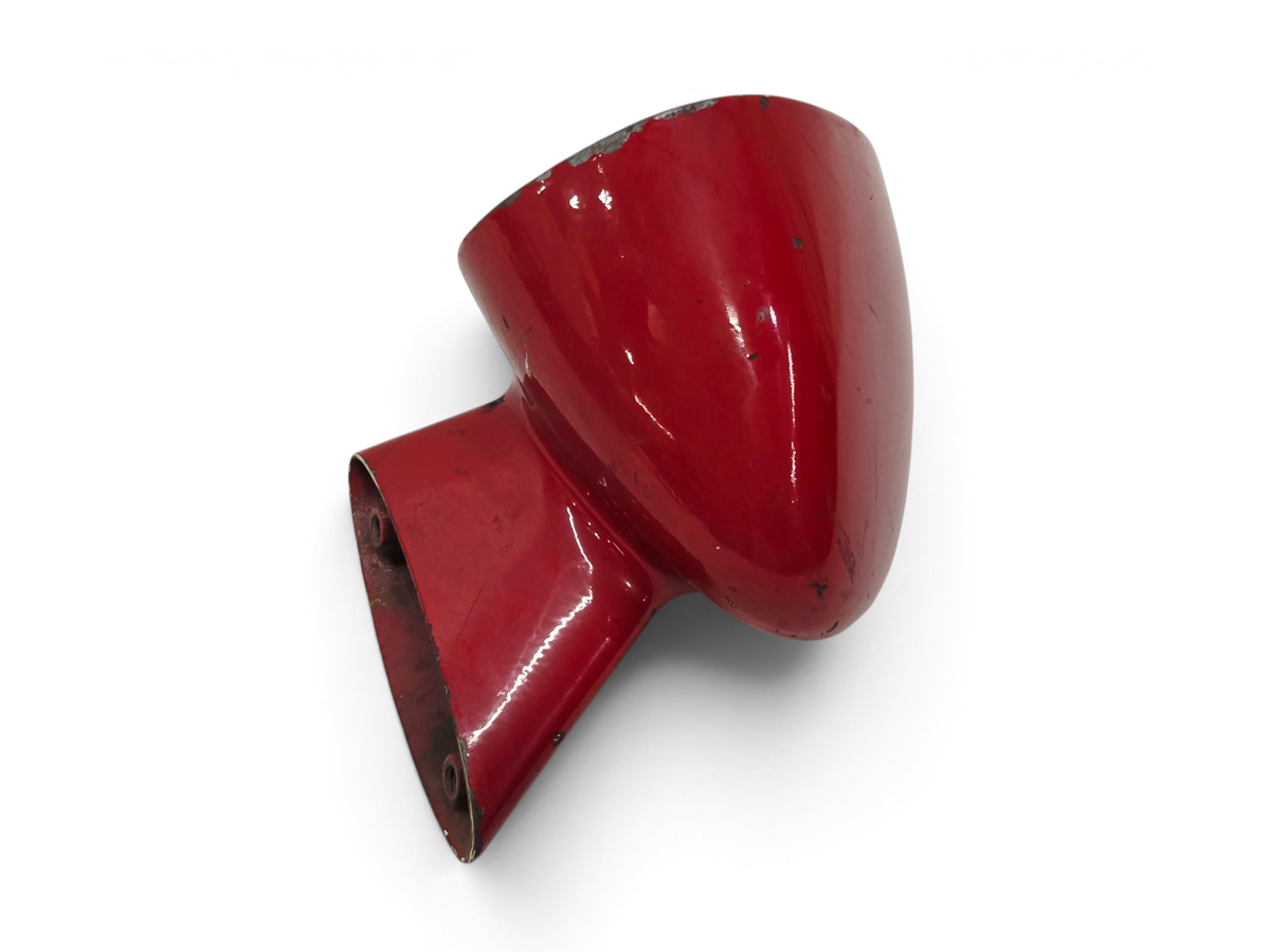 Send it Auto Parts OEM red driver side rear view mirror for 1978-1982 Corvette C3, showing paint wear