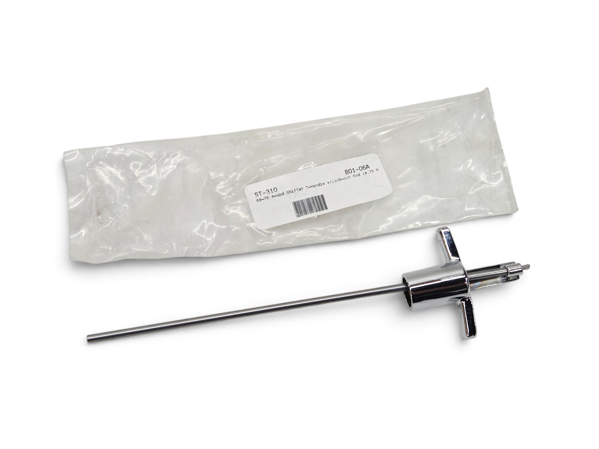 Send it Auto Parts chrome 4-speed T-handle shifter with reverse lock-out rod for 1968-1976 Corvette C3