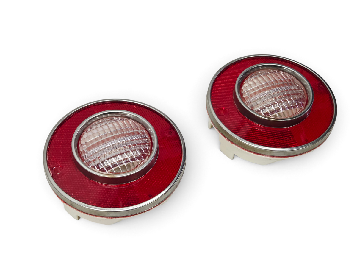 Send it Auto Parts OEM GM 1975-1979 Corvette C3 round red and clear tail light backup lamp lenses