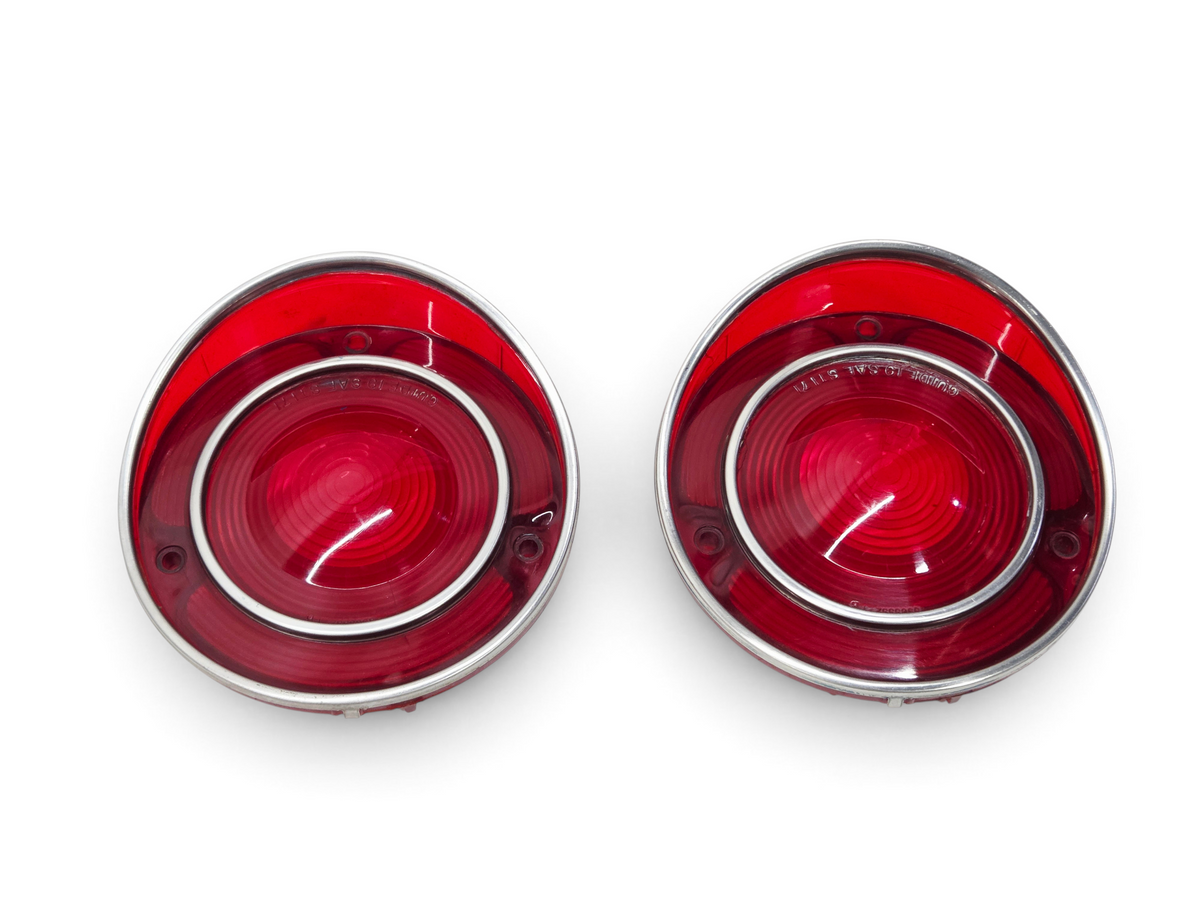 Send it Auto Parts OEM red tail light lenses for 1971-1973 Chevrolet Corvette C3 with chrome trim rings