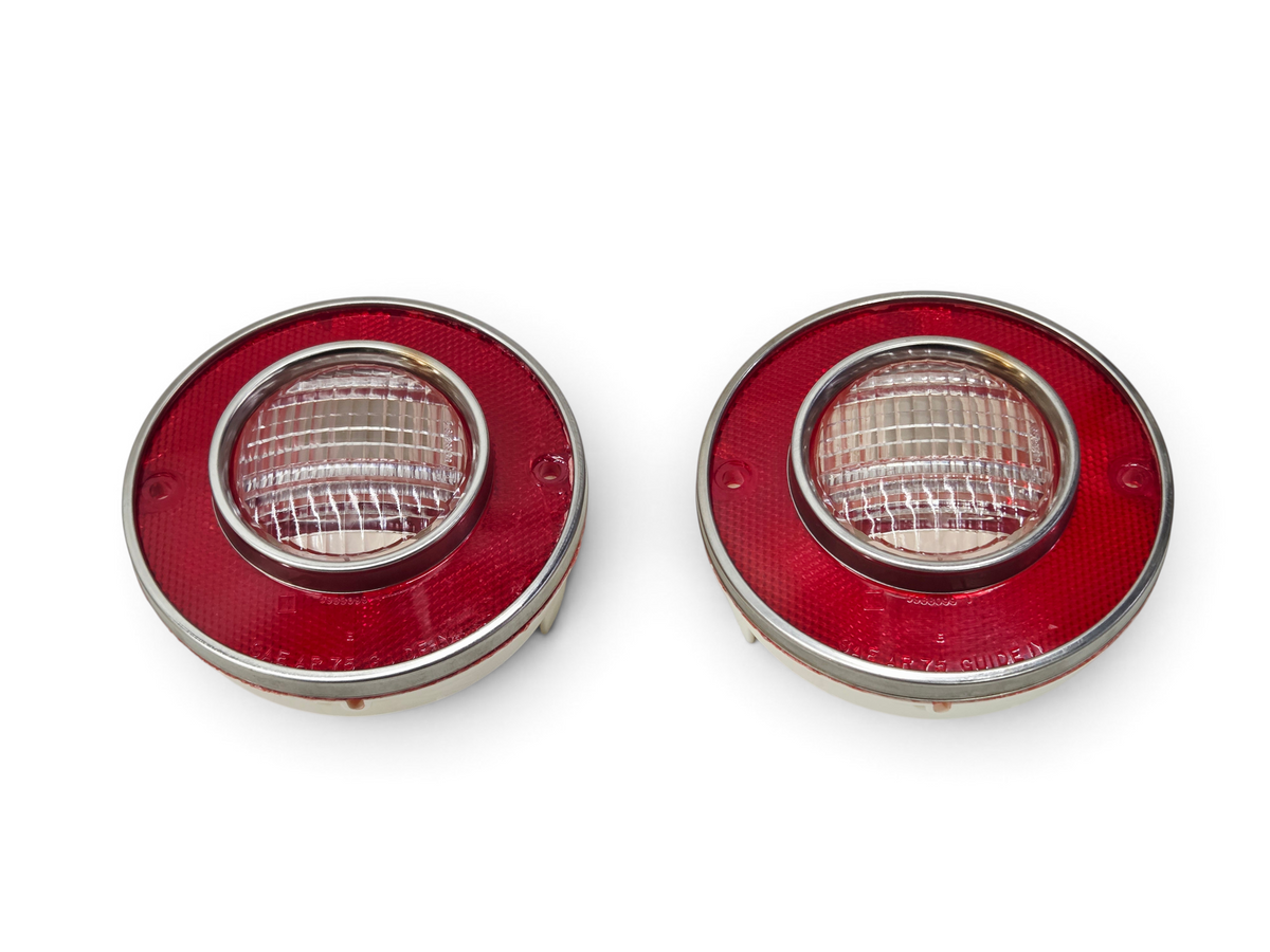 Send it Auto Parts OEM GM 1975-1979 Corvette C3 round red and clear backup reverse tail light lenses