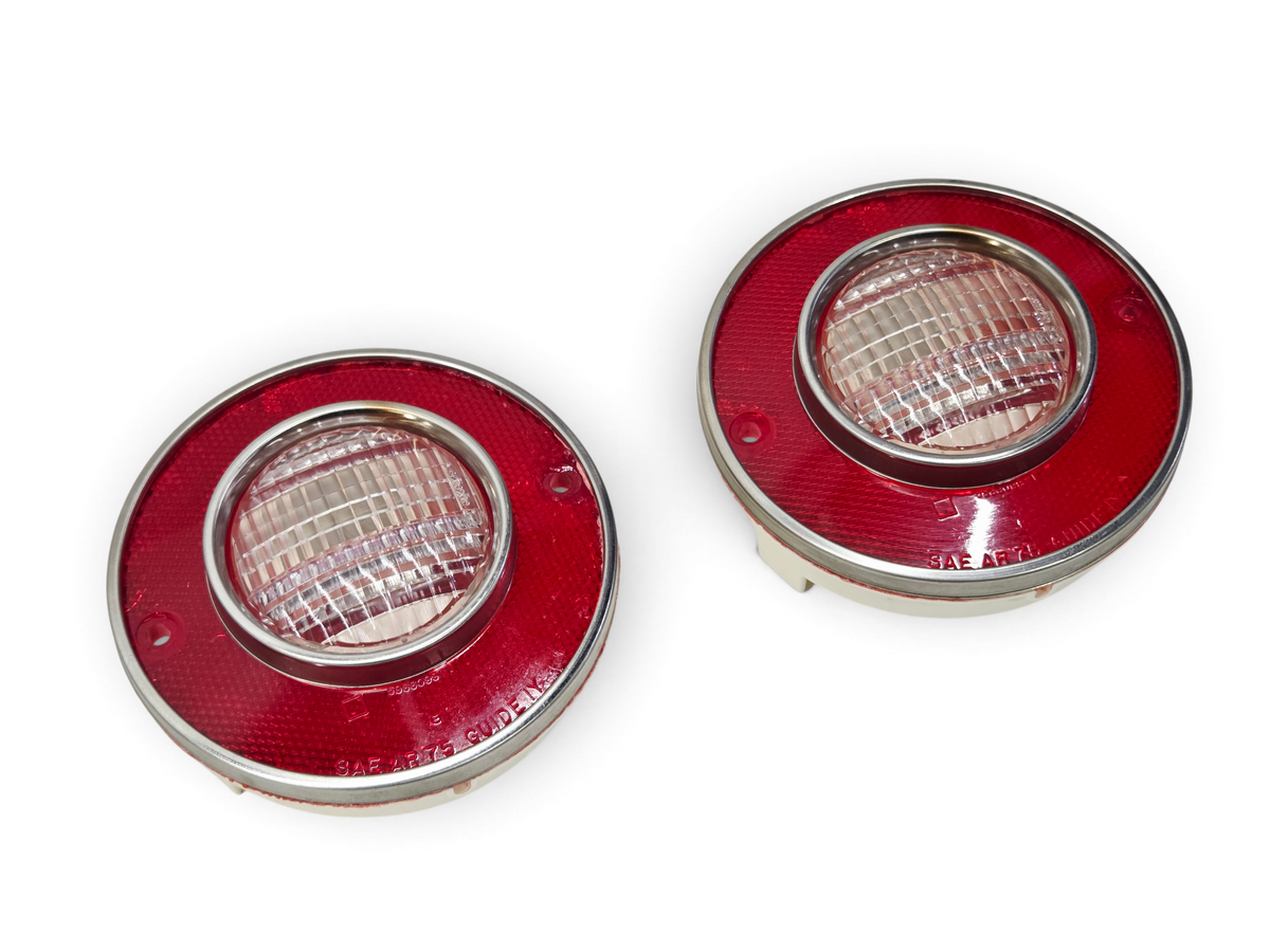Send it Auto Parts OEM GM 1975-1979 Corvette C3 tail light and backup reverse lamp lenses with red and clear plastic