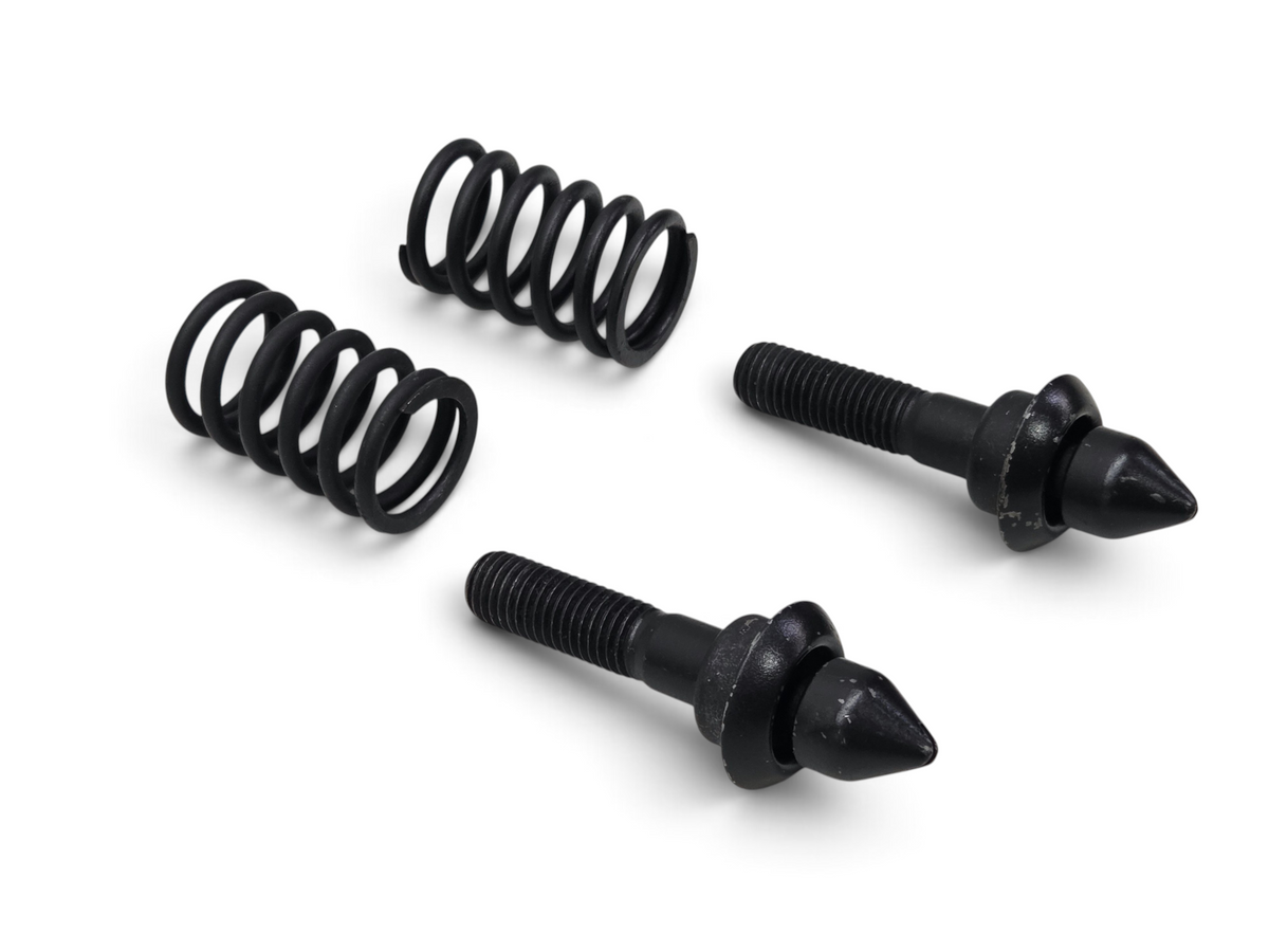 Send it Auto Parts OEM GM hood latch striker springs and studs for 1984-1996 Corvette C4, repainted black finish.