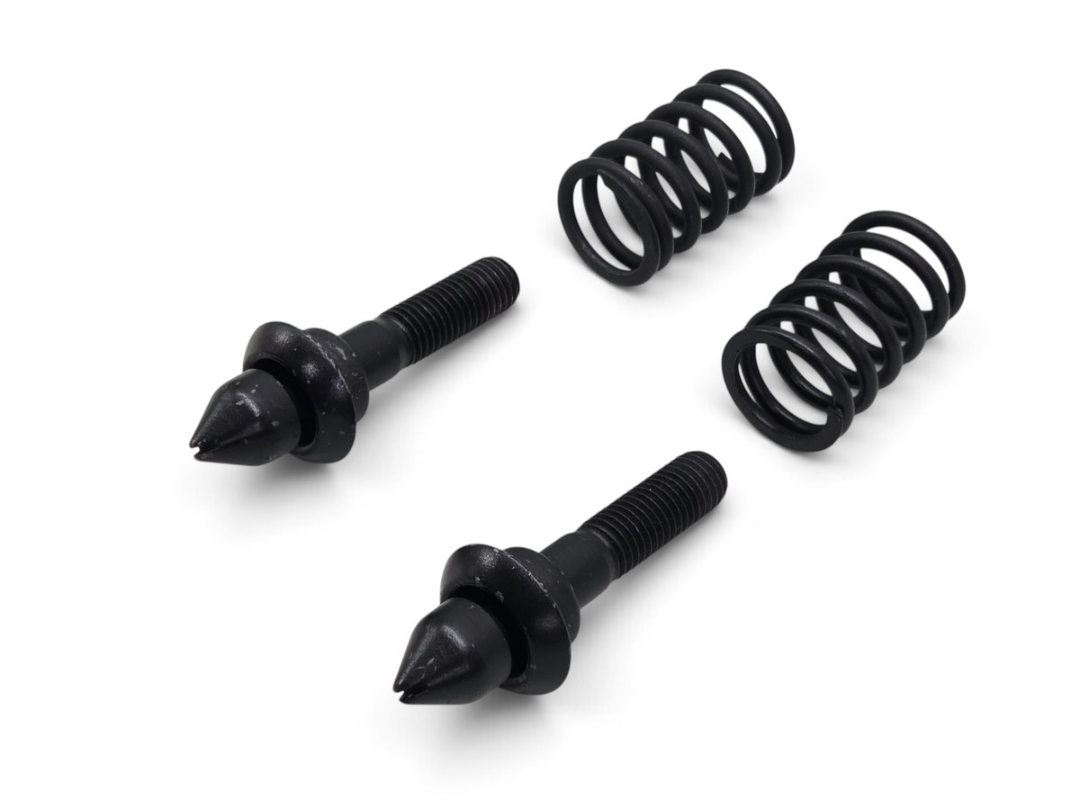 Send it Auto Parts OEM GM hood latch striker springs and studs for 1984-1996 Corvette C4, repainted black finish.