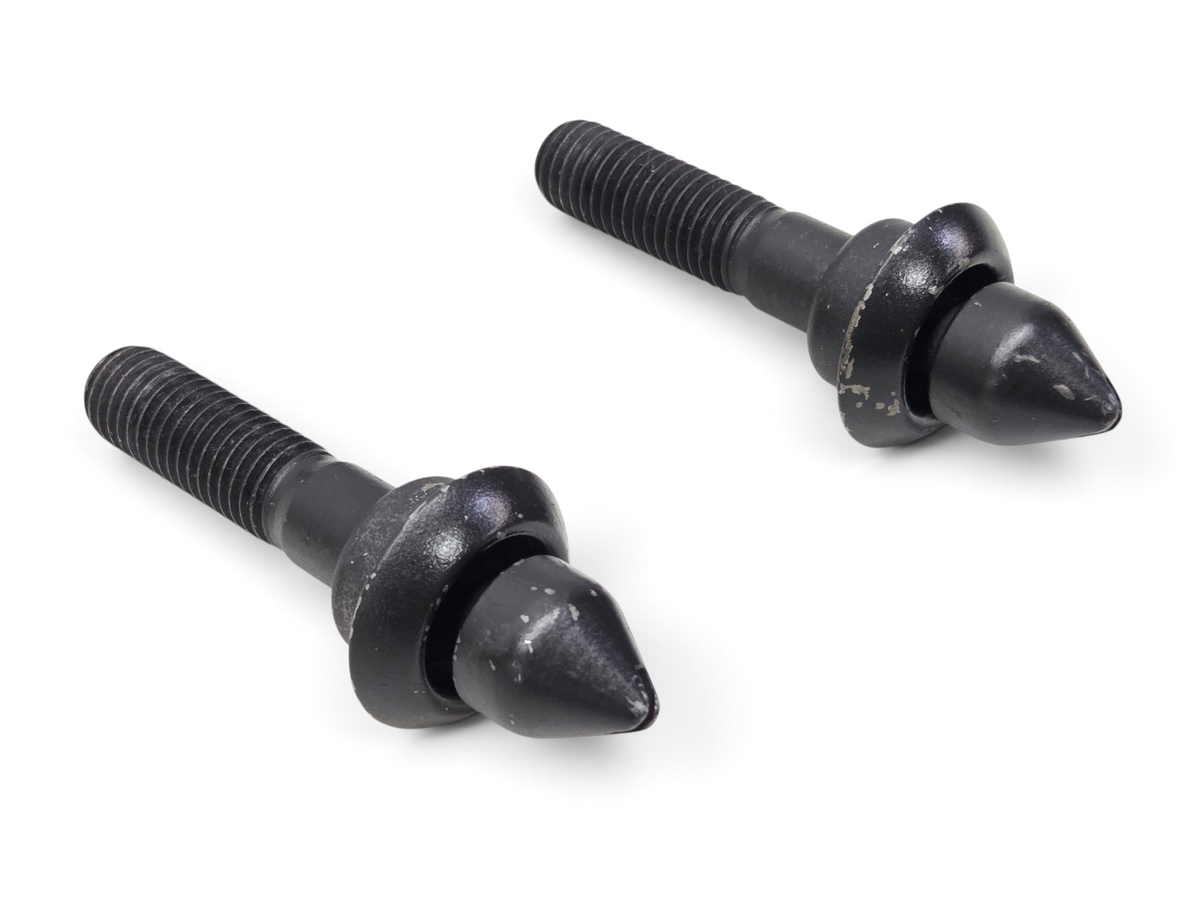 Send it Auto Parts OEM GM hood latch striker studs and springs for 1984-1996 Corvette C4, repainted black finish.