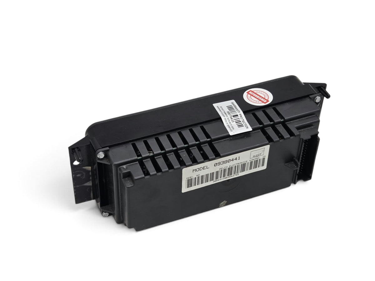Send it Auto Parts 1997-2004 Corvette C5 climate control unit with upgraded LED display, rear view with labels.