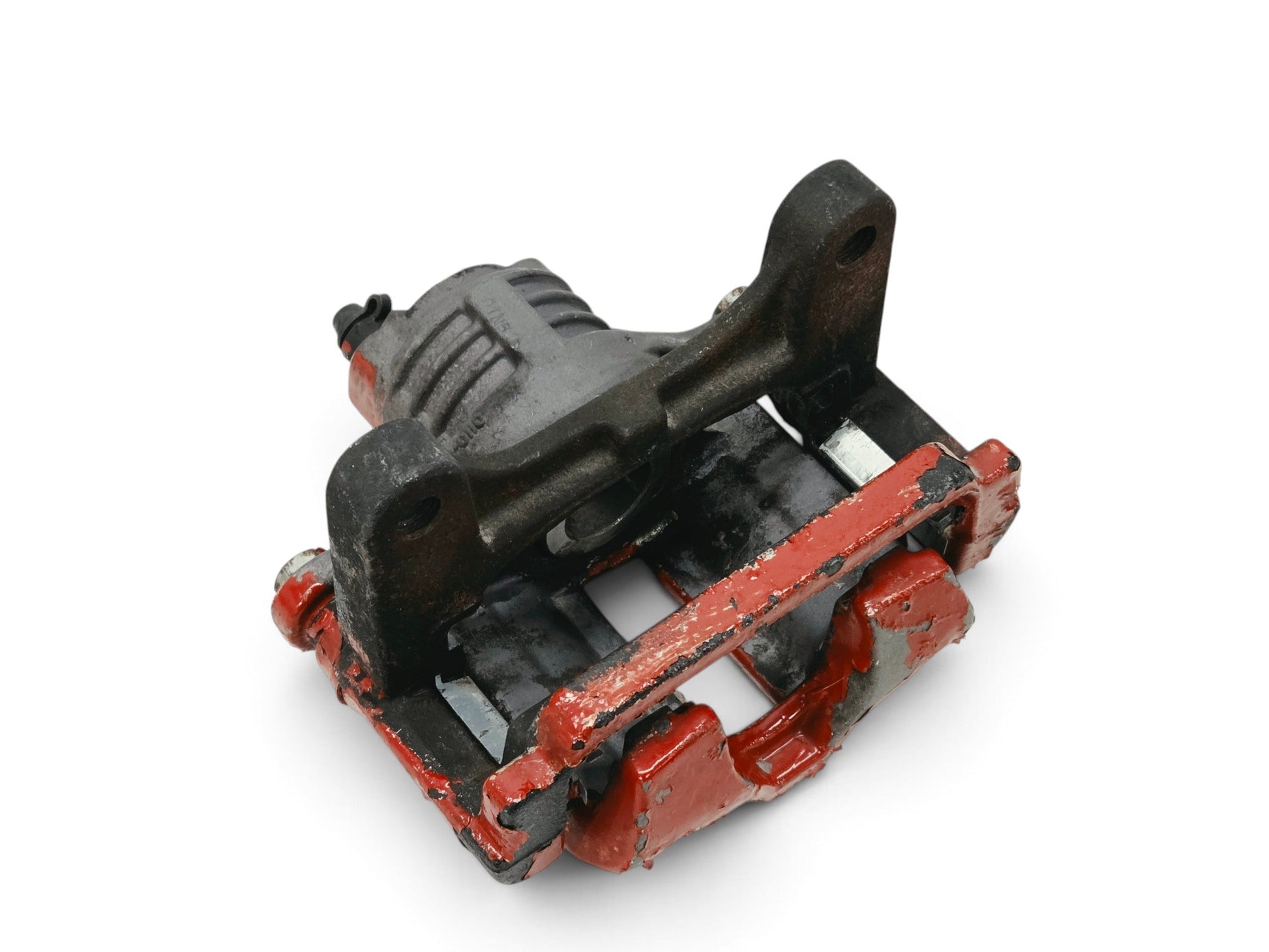 Send it Auto Parts OEM GM rear left brake caliper with bracket for 2005-2011 Corvette C6, painted red and black.