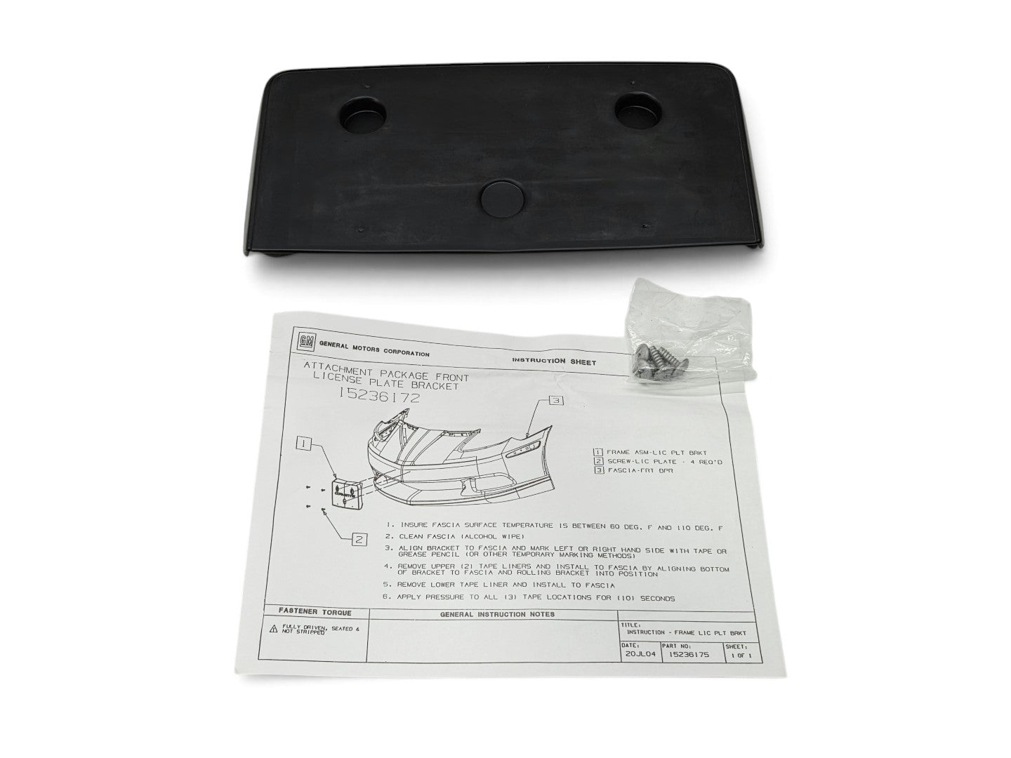 Send it Auto Parts OEM black front license plate bracket for 2005-2013 Chevy Corvette C6 with installation hardware