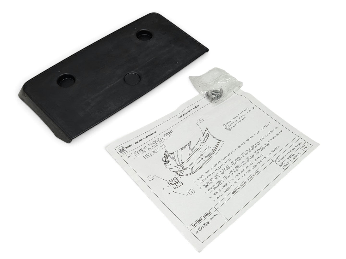 Send it Auto Parts OEM black front license plate bracket for 2005-2013 Chevy Corvette C6 with instruction sheet