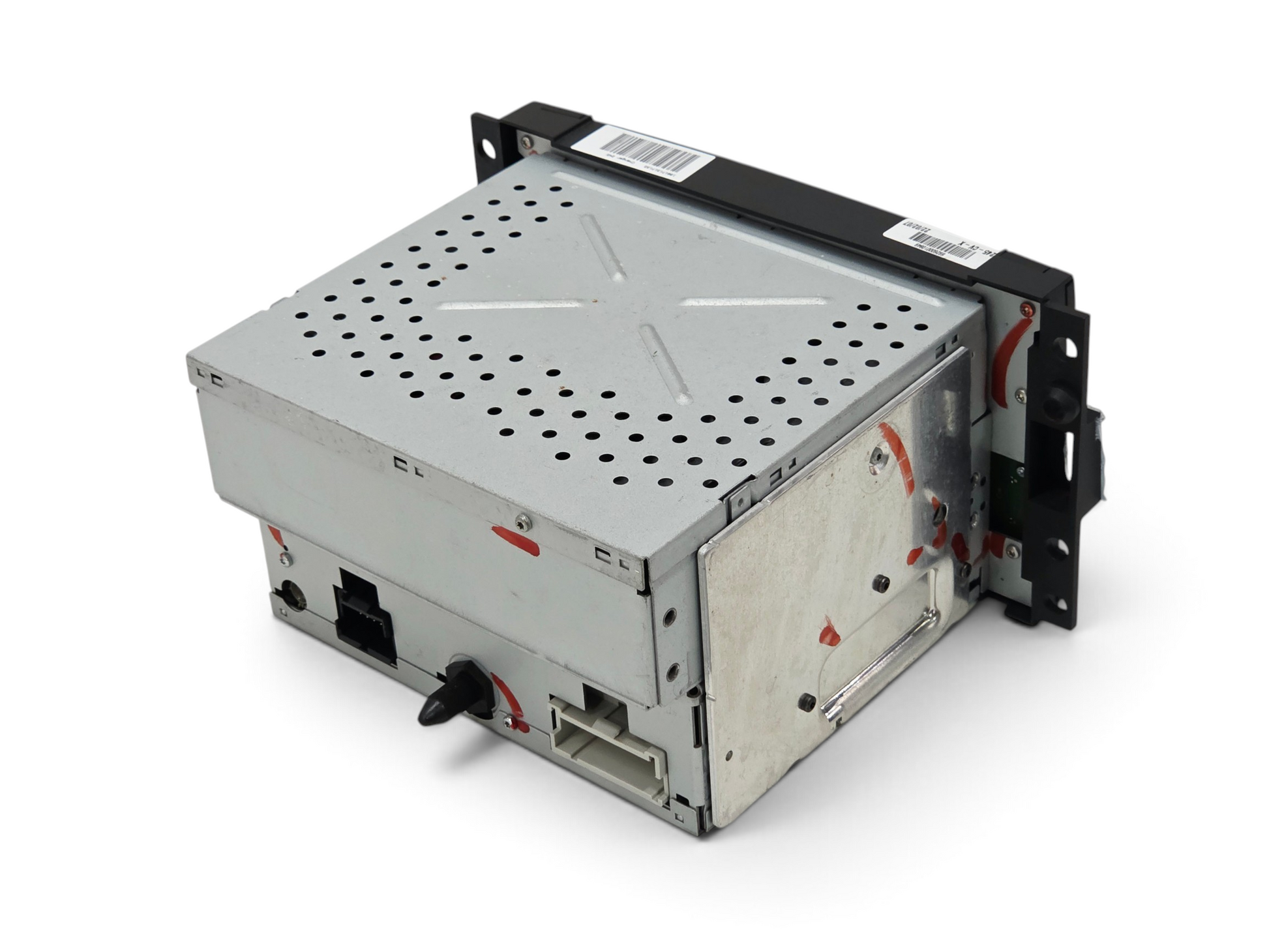 Send it Auto Parts OEM GM 6-disc CD changer radio for 2005-2007 Corvette C6, rear view showing metal casing
