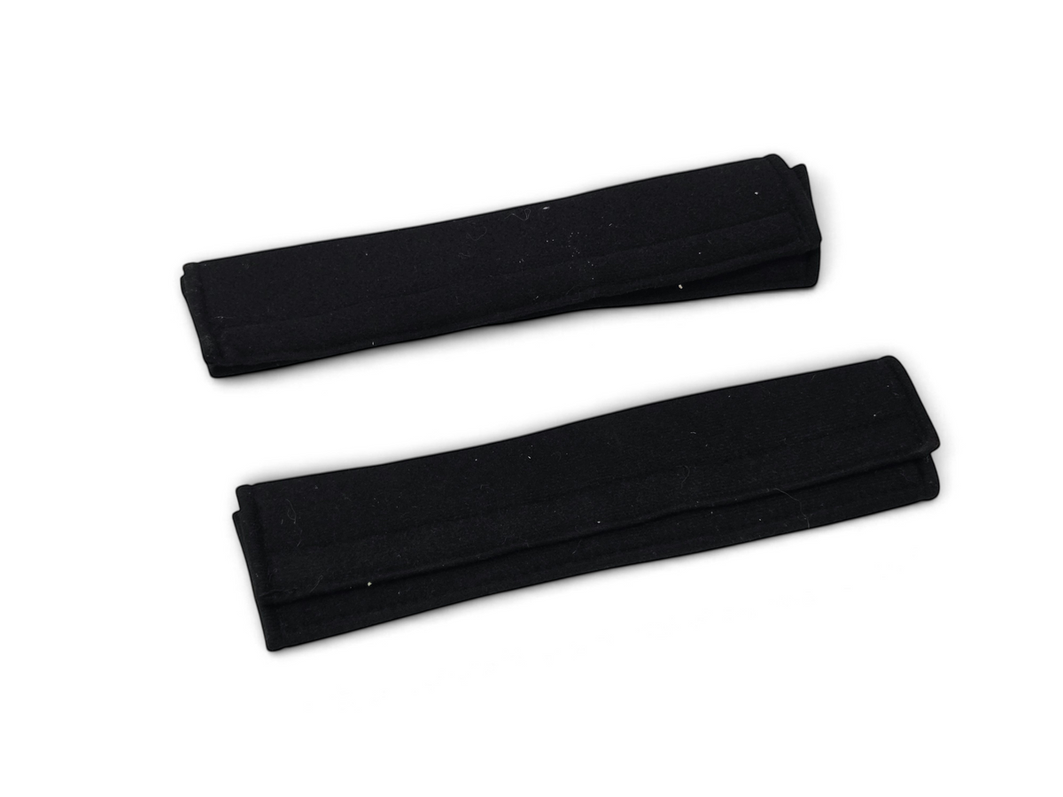 Send it Auto Parts black embroidered seat belt pads for 2005-2013 Corvette C6, set of two soft fabric covers.