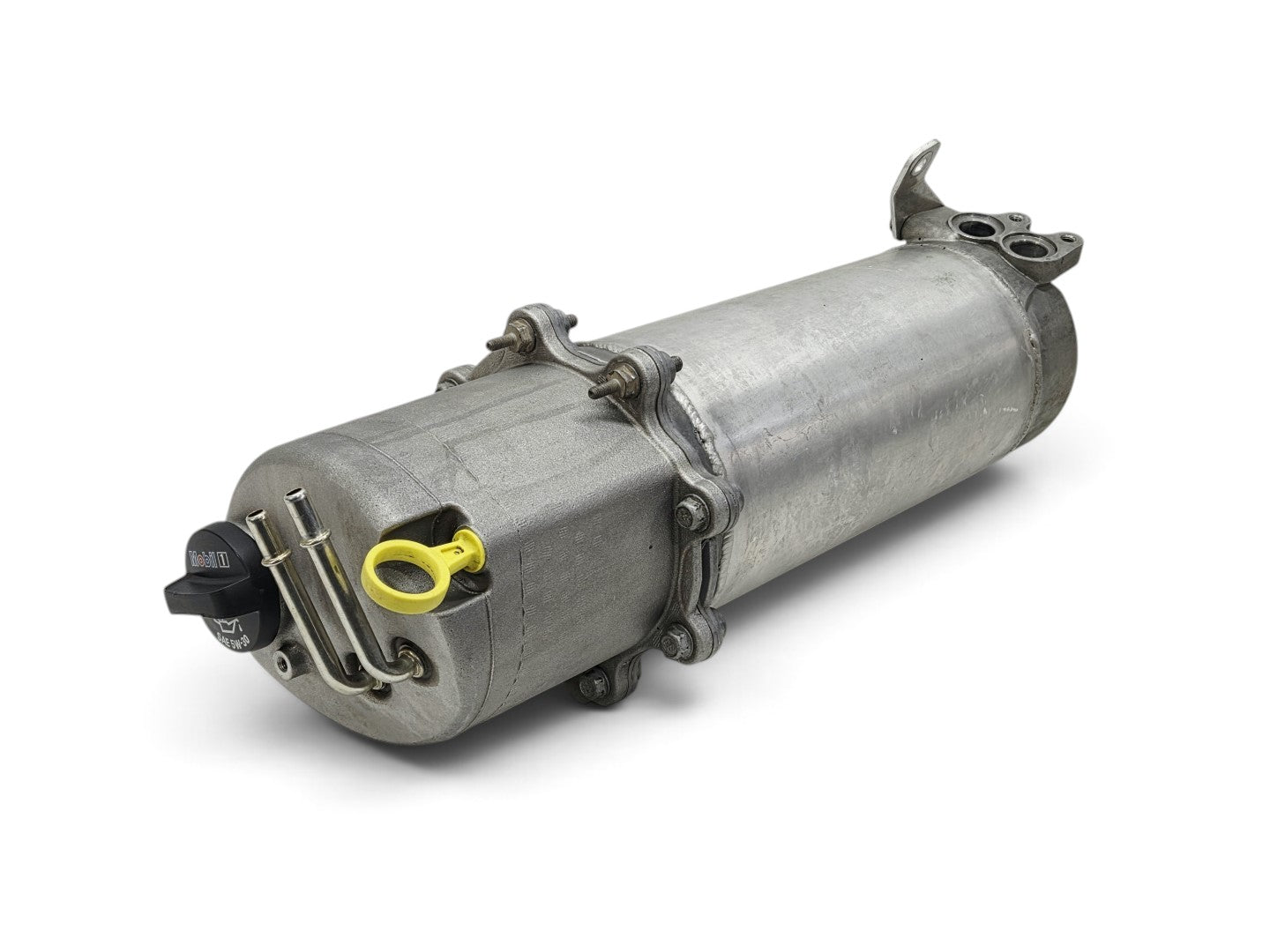 Send it Auto Parts OEM Chevrolet Corvette C6 Z06 dry sump oil tank with black cap and yellow dipstick handle