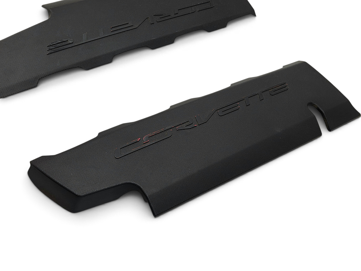 Send it Auto Parts OEM black Corvette C7 LT1 engine fuel rail coil covers with worn red lettering