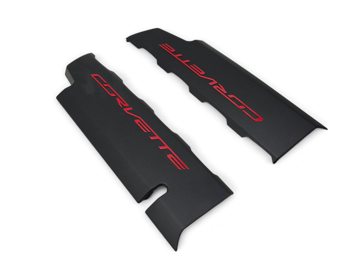 Send it Auto Parts OEM black Corvette C7 LT1 engine fuel rail coil covers with red lettering