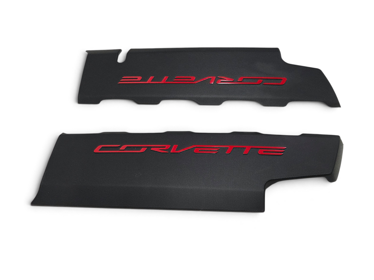 Send it Auto Parts OEM black Corvette C7 LT1 engine fuel rail coil covers with red lettering