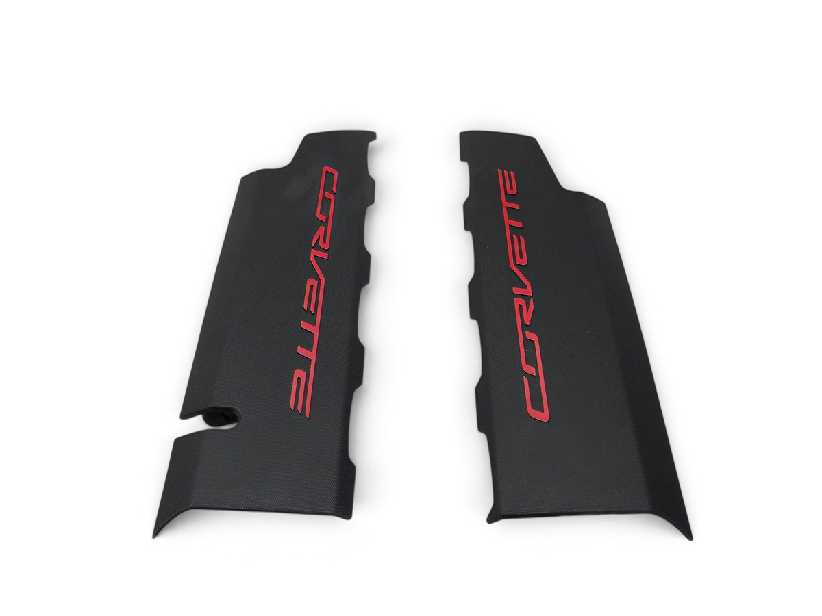 Send it Auto Parts OEM black Corvette C7 LT1 engine fuel rail coil covers with red lettering