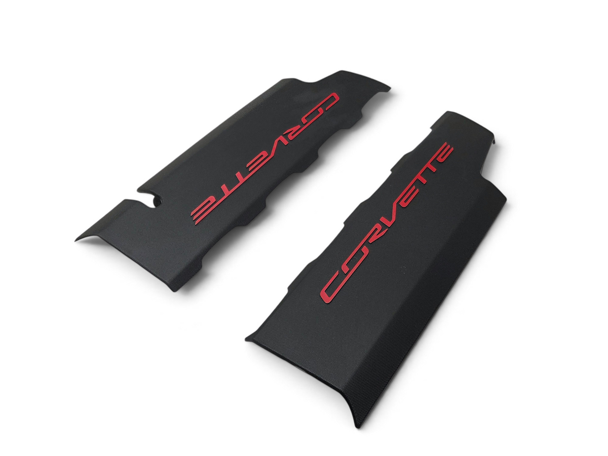 Send it Auto Parts OEM black Corvette C7 LT1 engine fuel rail coil covers with red lettering