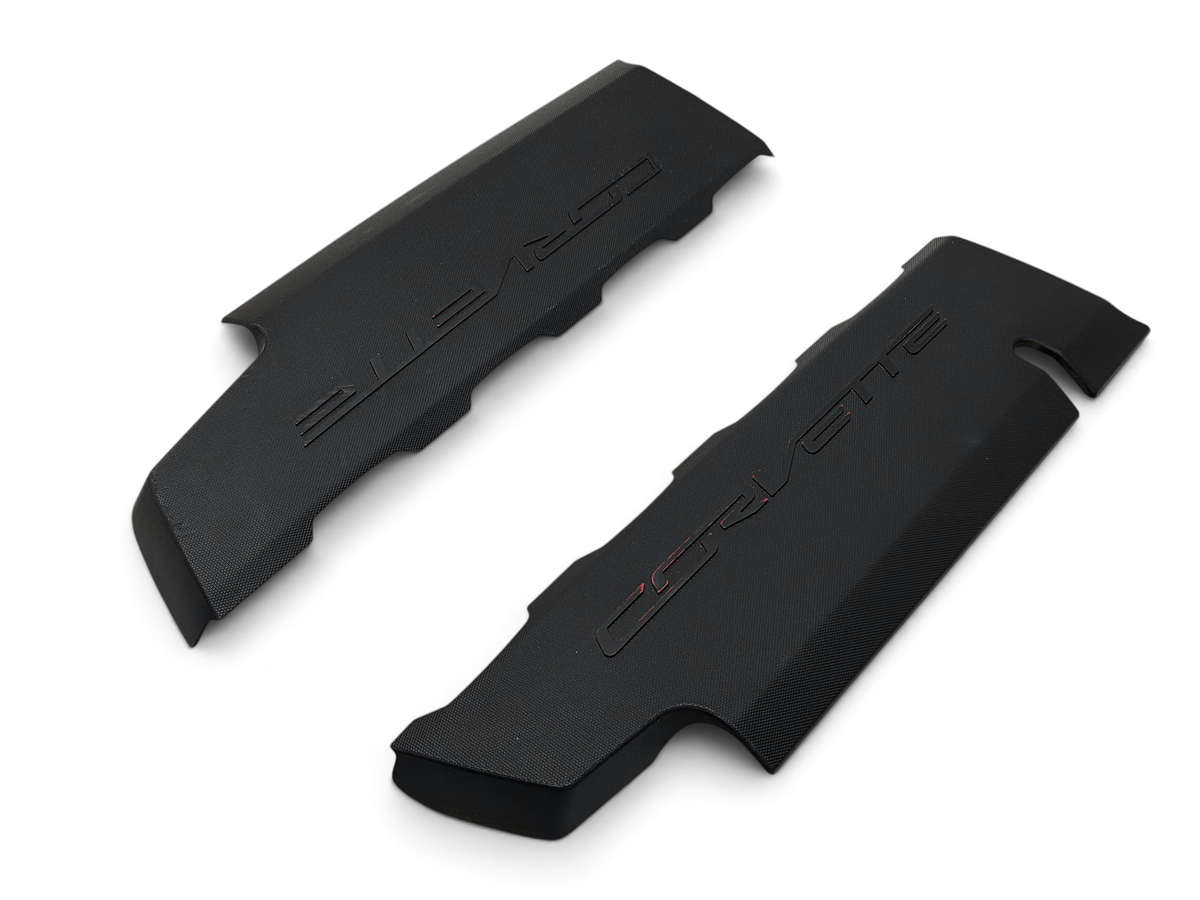 Send it Auto Parts OEM black fuel rail coil covers for 2014-2019 Corvette C7 LT1 engine with worn Corvette lettering
