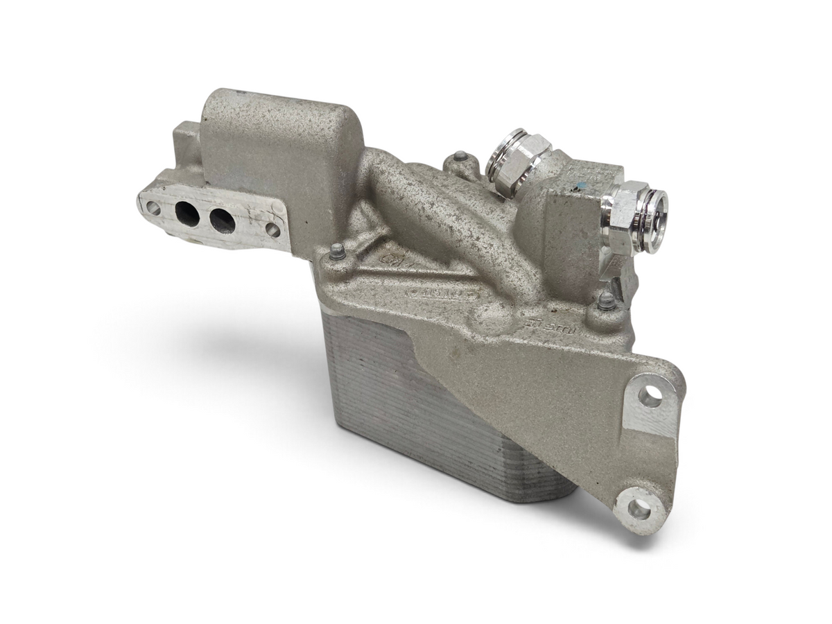 Send it Auto Parts OEM GM Corvette C7 Z06 LT4 dry sump engine oil cooler, silver metal automotive cooling component.
