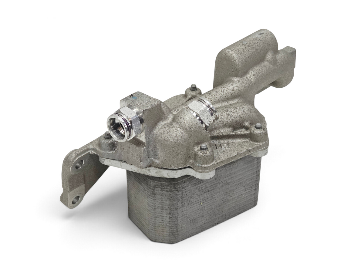 Send it Auto Parts OEM GM Corvette C7 Z06 LT4 dry sump engine oil cooler, silver metal automotive part.