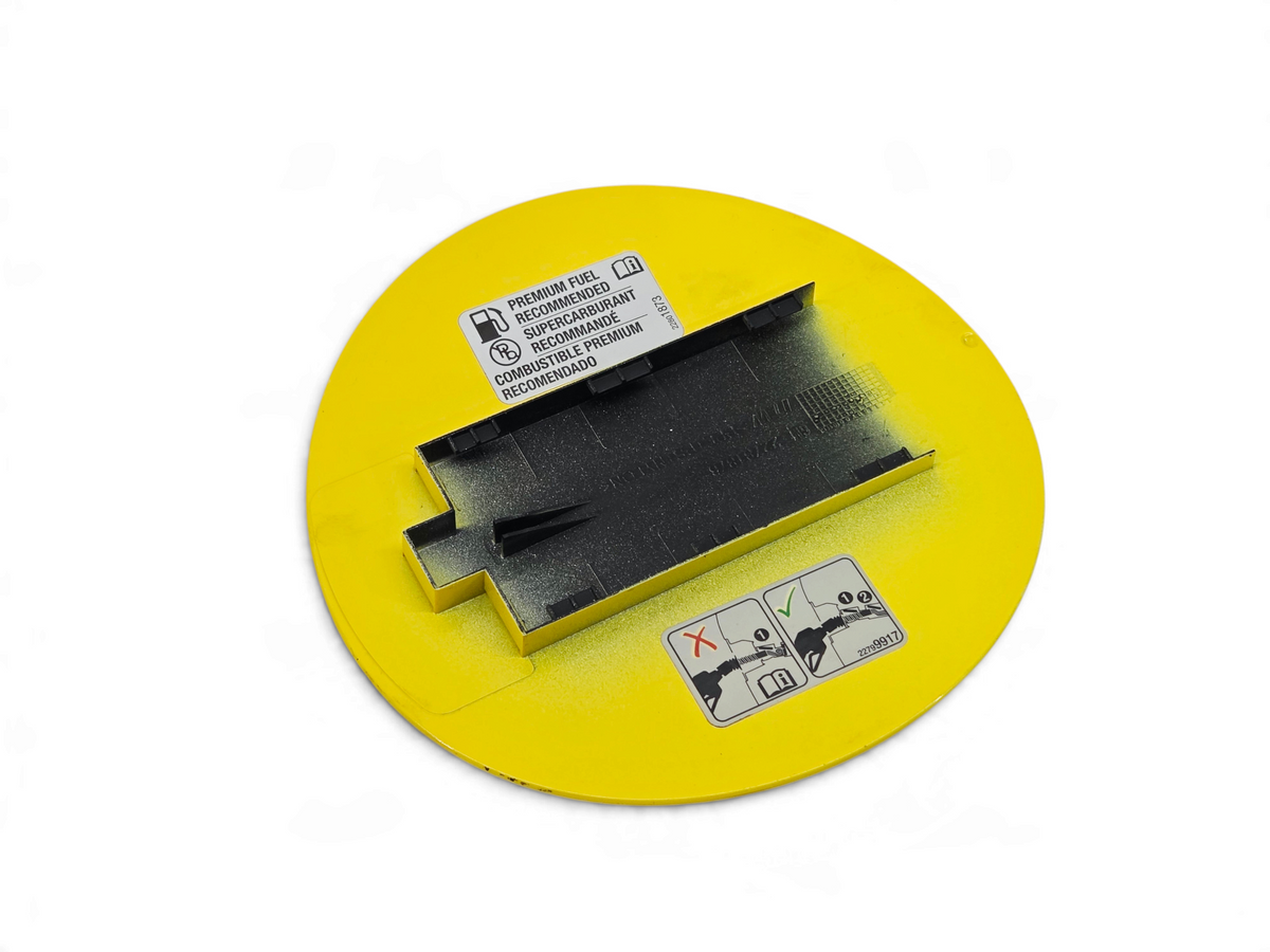 Send it Auto Parts OEM yellow fuel filler gas door lid for 2014-2019 Corvette C7 with premium fuel warning label