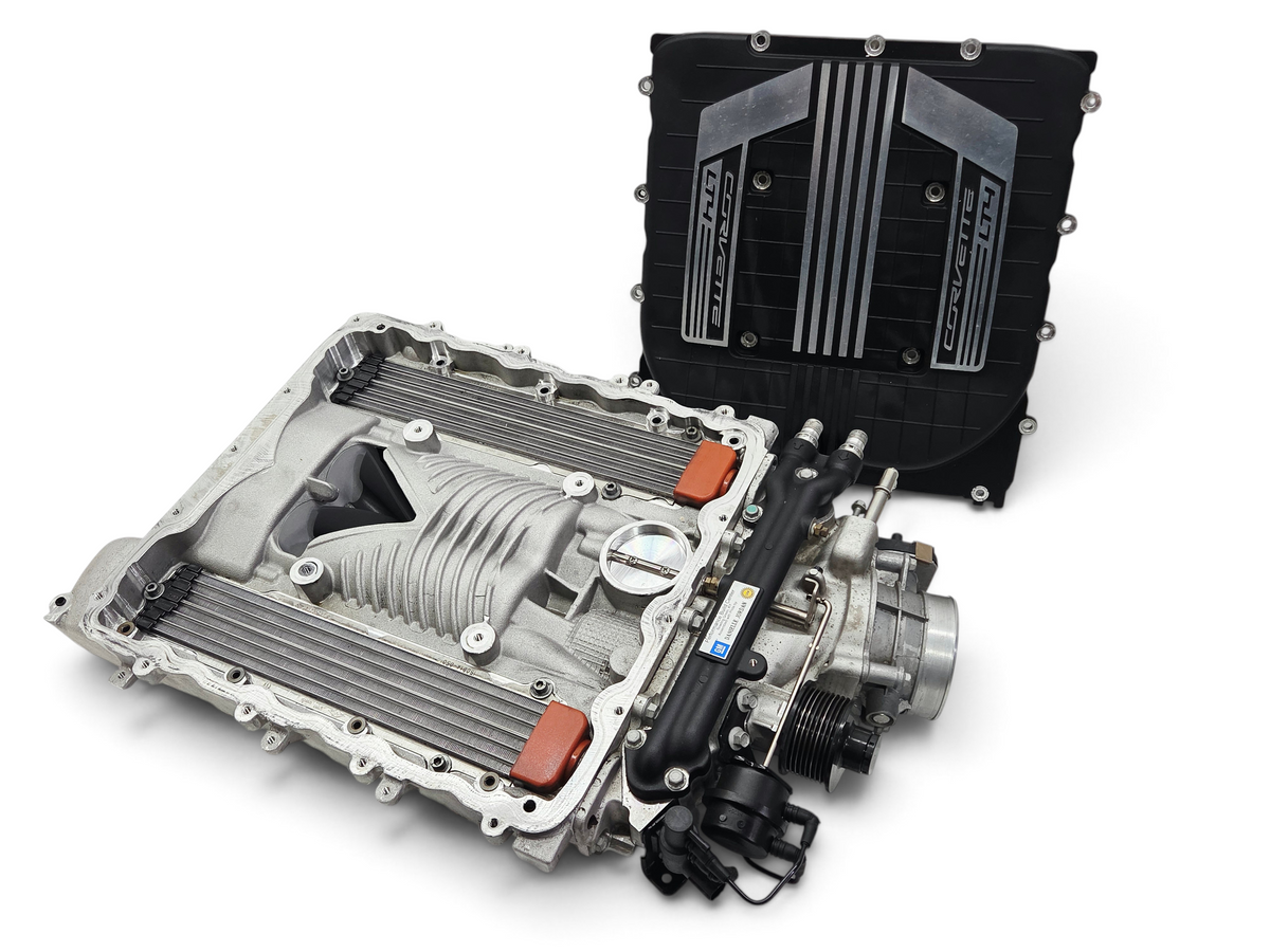 Send it Auto Parts Chevy Corvette C7 Z06 LT4 dry sump supercharger assembly with black engine cover