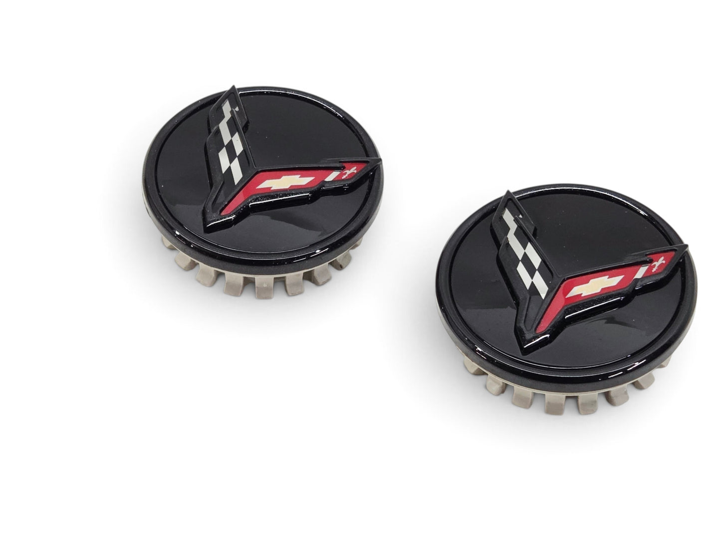Send it Auto Parts OEM gloss black wheel center caps for 2020-2026 Chevrolet Corvette C8 Stingray