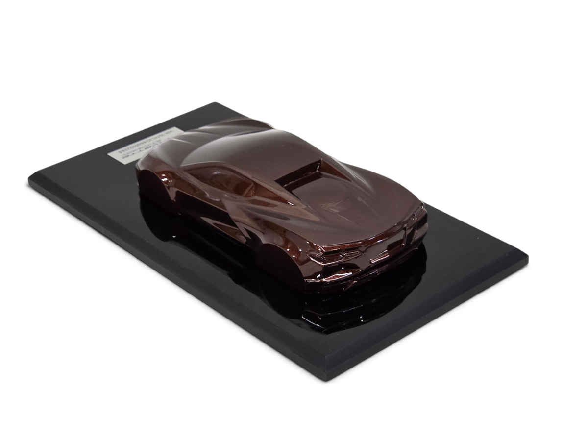 Send it Auto Parts 1:18 scale 2022 Corvette C8 Stingray convertible speedshape model in caffeine brown on display base