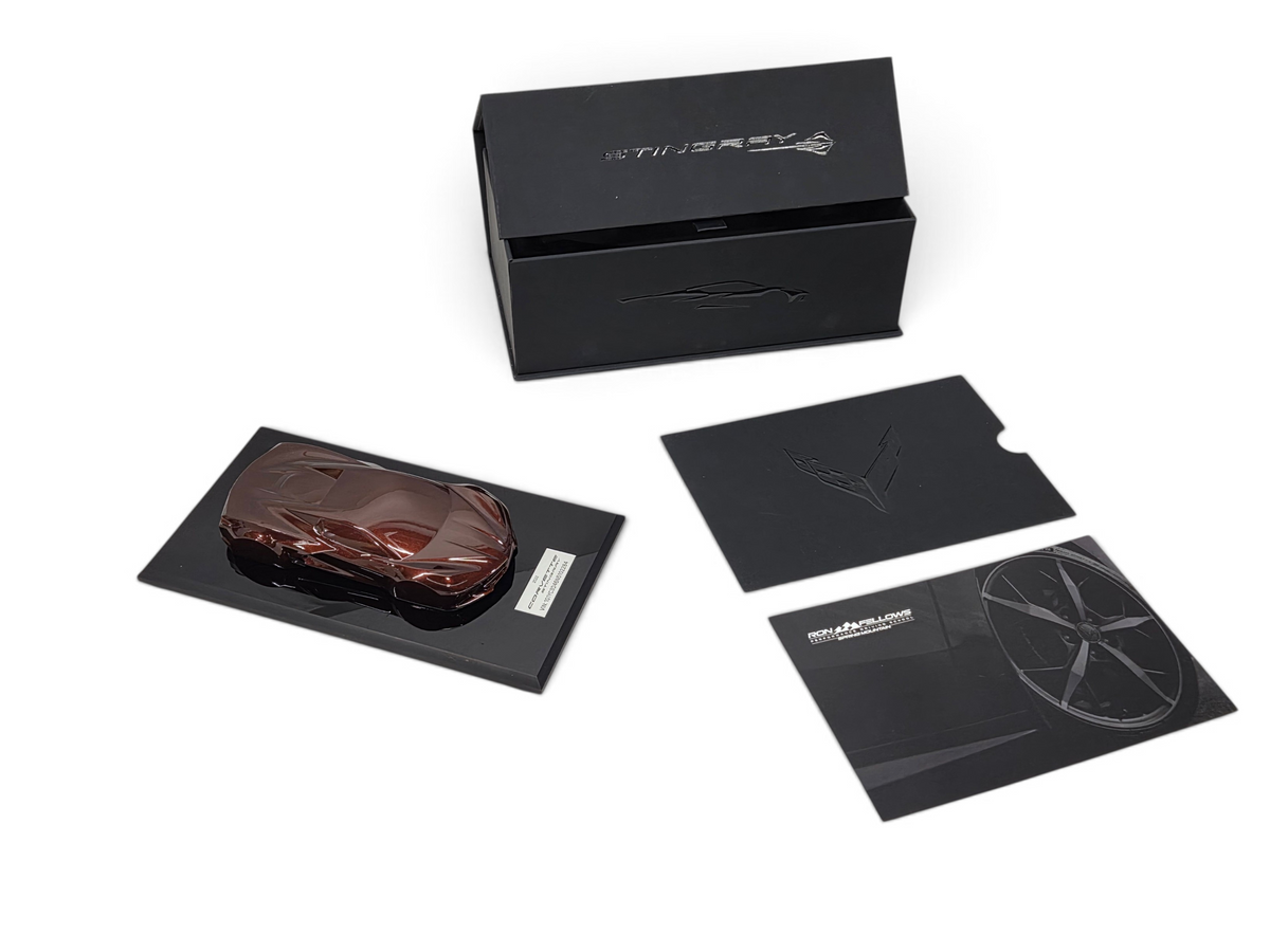 Send it Auto Parts 2022 Corvette C8 Stingray 1:18 scale speedshape model in caffeine brown with display base and box