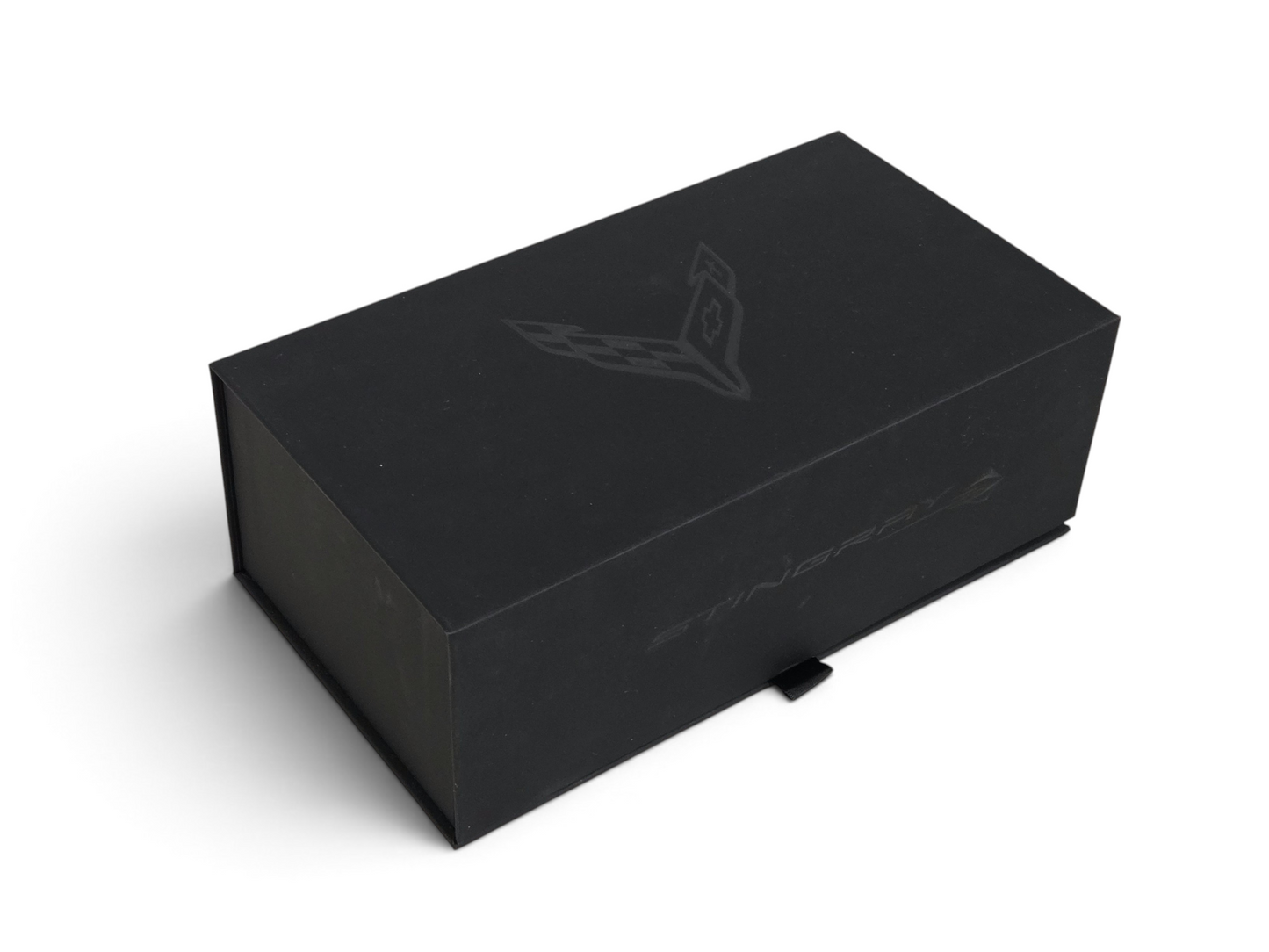 Send it Auto Parts 2022 Corvette C8 speedshape model display box in matte black with Stingray branding