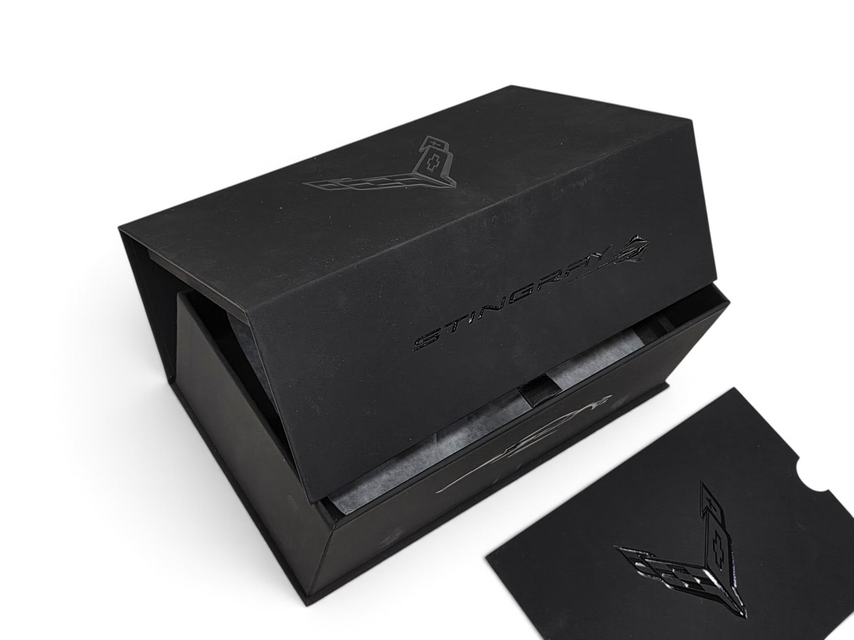 Send it Auto Parts 2020 Corvette C8 Stingray speedshape model display box with embossed branding and logo