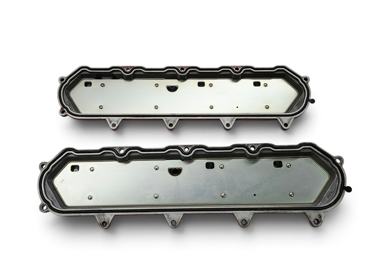 Send it Auto Parts OEM valve covers for 2020-2026 Chevy Corvette C8 6.2L LT2 engine, showing underside view.