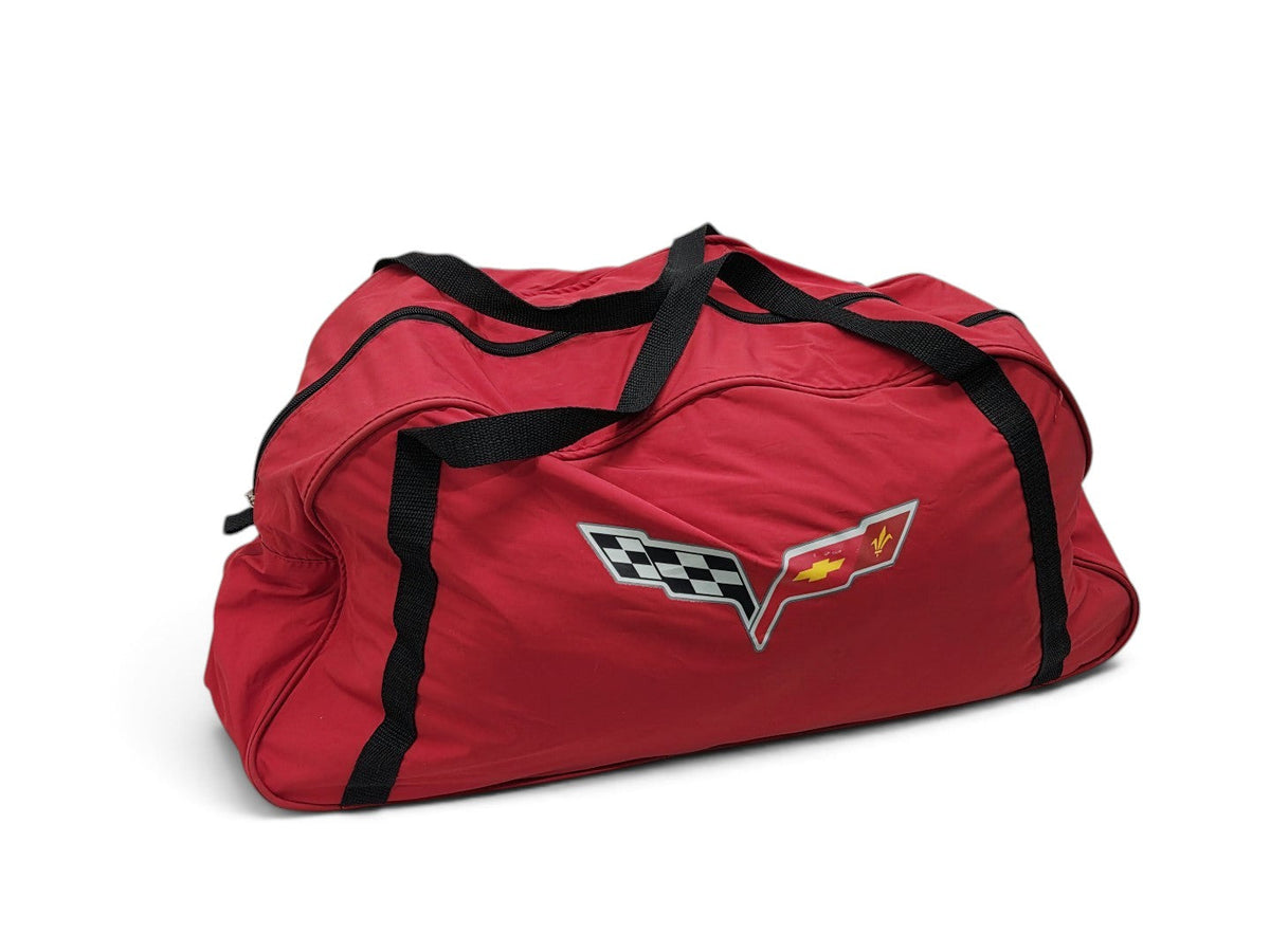 Send it Auto Parts red OEM Corvette C6 ZR1 car cover carry bag with black straps and official logo