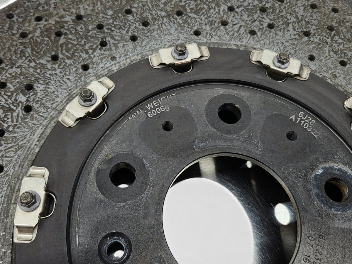Send it Auto Parts Corvette C7 Z06 carbon ceramic front brake rotor with mounting hardware and weight specifications