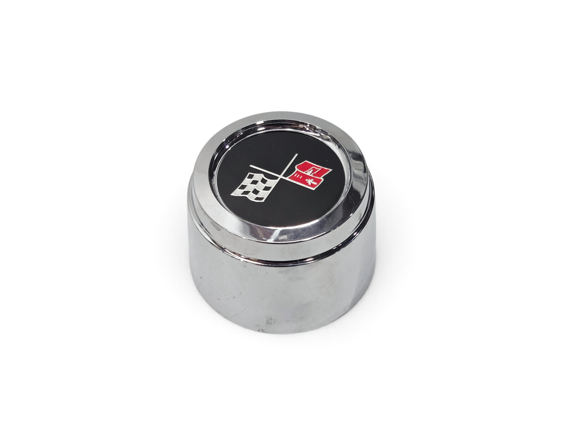 Send it Auto Parts 1978 Corvette Indy Pace Car chrome plated plastic wheel center cap with checkered flag emblem