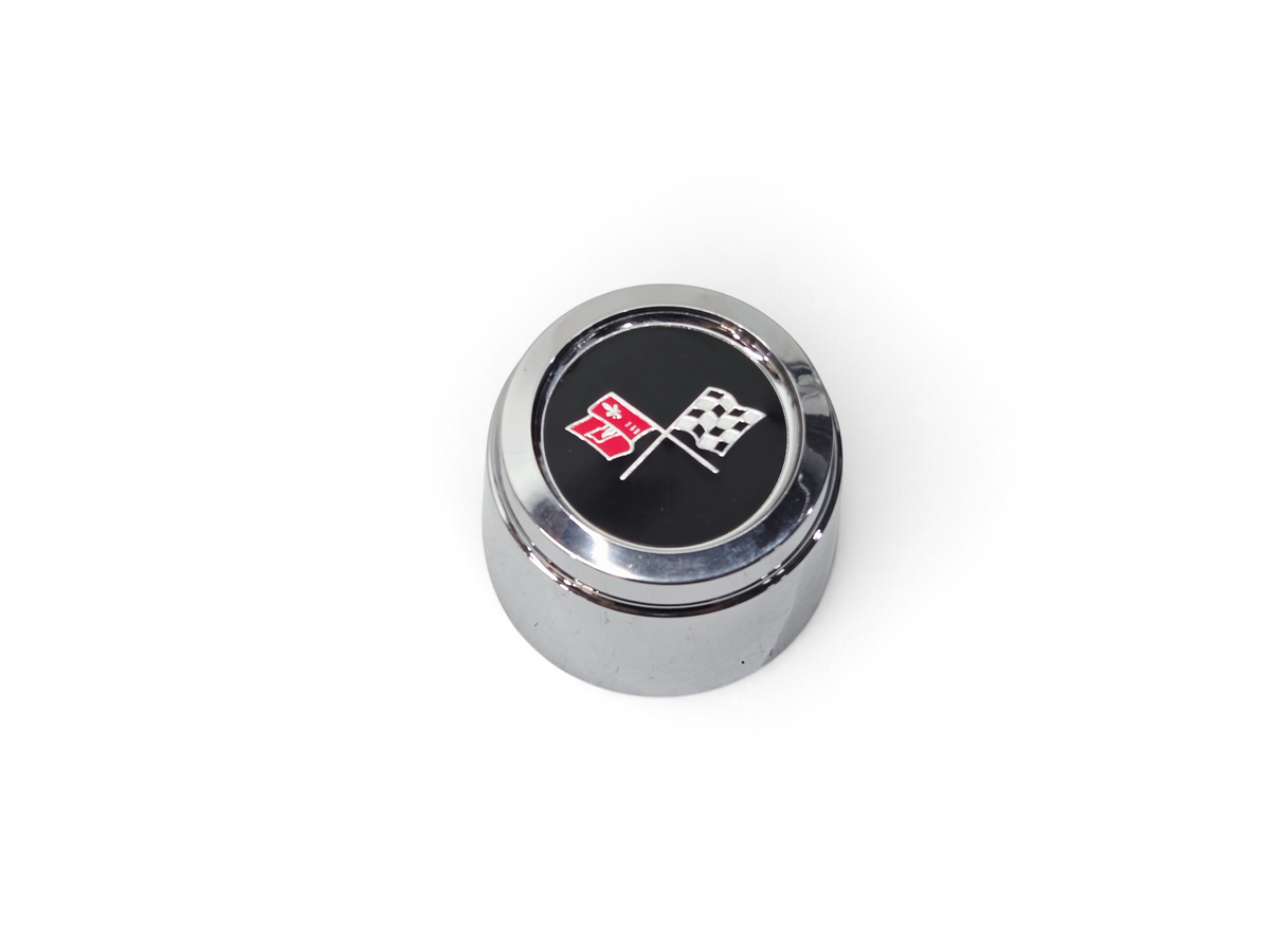 Send it Auto Parts 1978 Corvette Indy Pace Car chrome plated plastic wheel center cap with checkered flag emblem