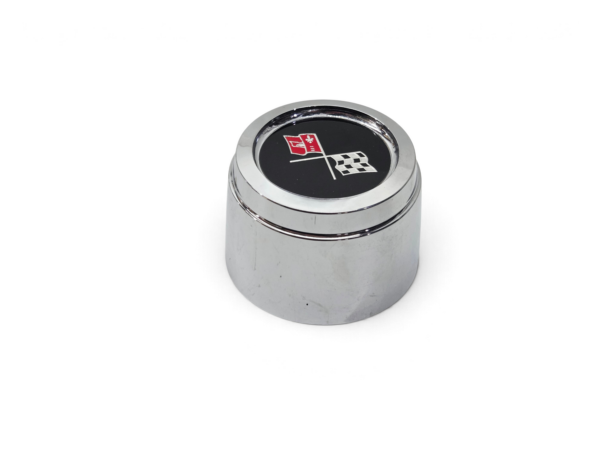 Send it Auto Parts 1978 Corvette Indy Pace Car chrome plated plastic wheel center cap with checkered flag emblem