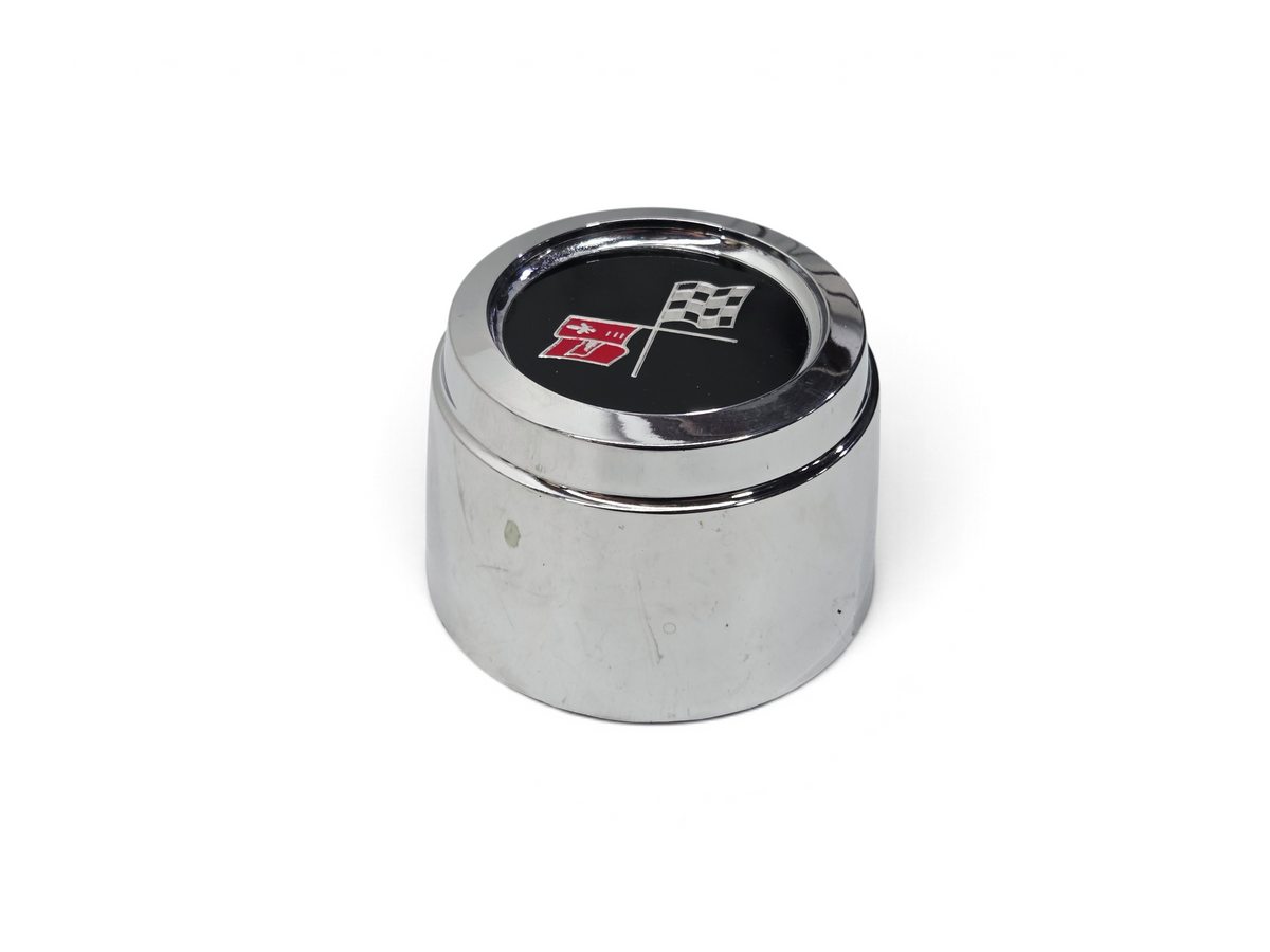 Send it Auto Parts 1978 Corvette Indy Pace Car chrome plated plastic wheel center cap with checkered flag emblem