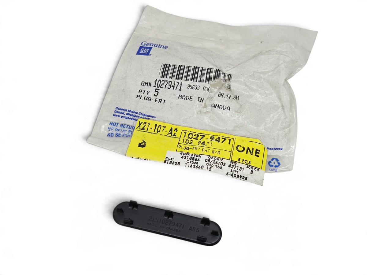 Send it Auto Parts OEM black door panel handle screw cover for 1997-2004 Chevy Corvette with original GM packaging