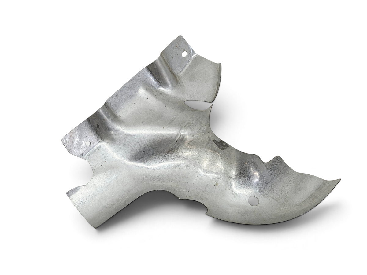 Send it Auto Parts OEM GM Corvette C4 ZR-1 LT5 passenger rear outer exhaust manifold heat shield in silver metal.