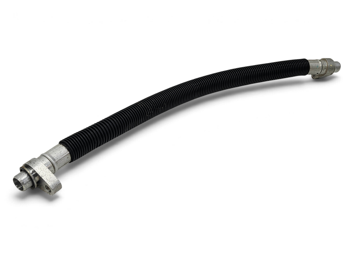 Send it Auto Parts OEM GM Corvette C6 dry sump outlet oil hose with black corrugated line and metal fittings