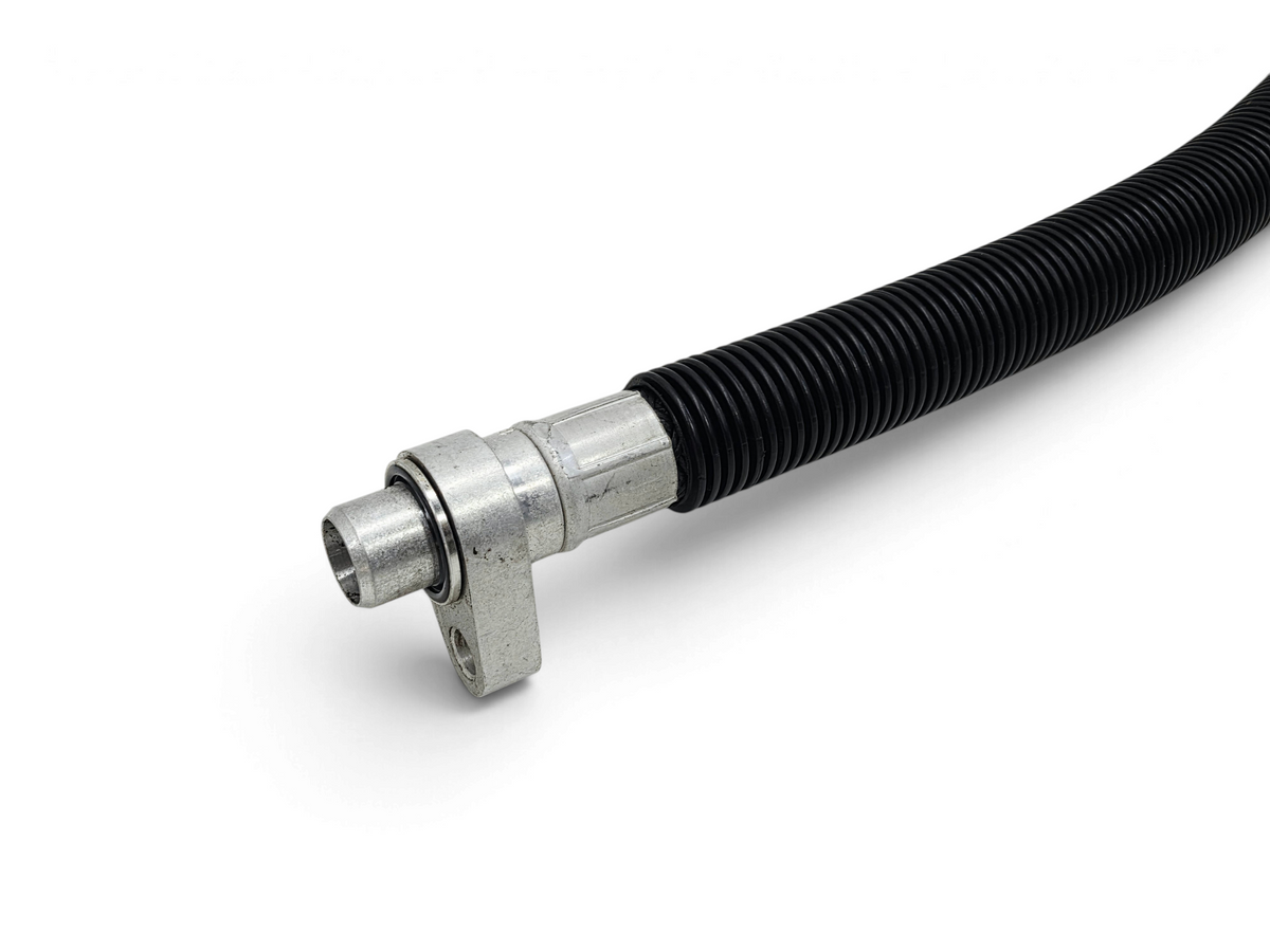 Send it Auto Parts OEM GM Corvette C6 dry sump oil hose with black corrugated protective sleeve and metal fitting