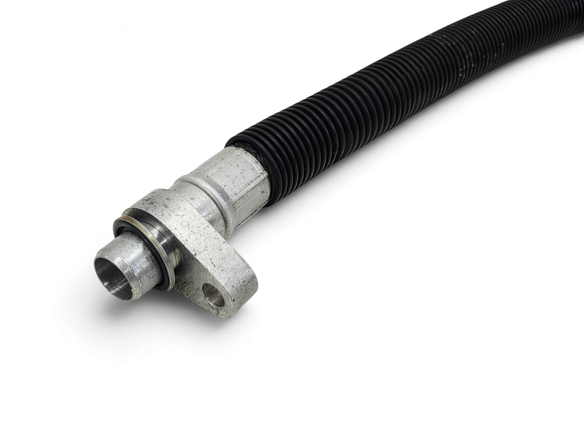 Send it Auto Parts OEM GM Corvette C6 dry sump oil hose with black ribbed tubing and metal mounting flange