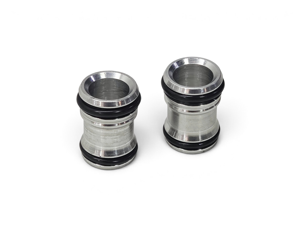 Send it Auto Parts OEM GM engine oil transfer tubes for Chevy Corvette C8 6.2L, featuring silver metal and black O-rings.