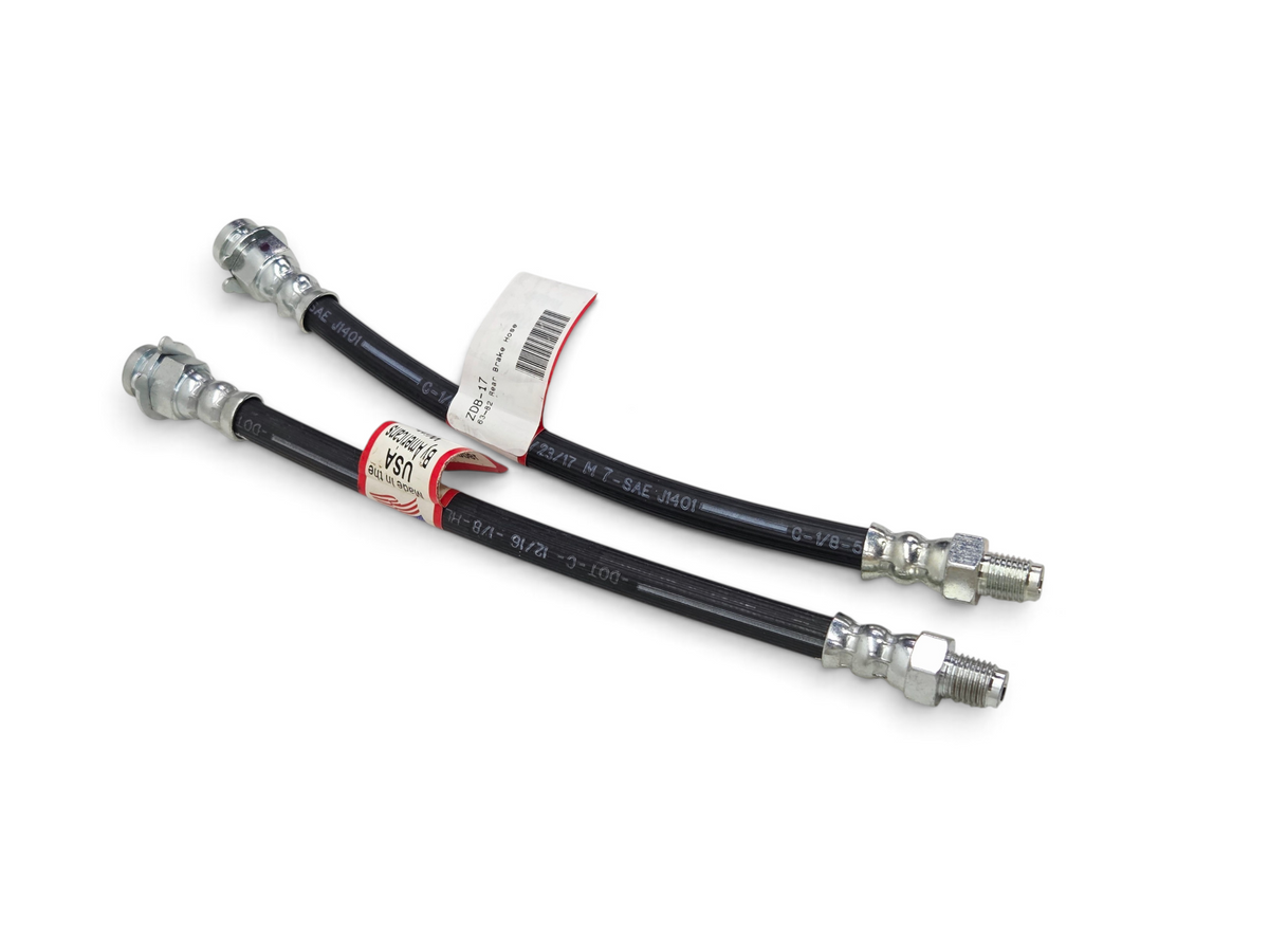 Send it Auto Parts pair of black rubber rear brake hoses for 1963-1982 Corvette C2 and C3 models