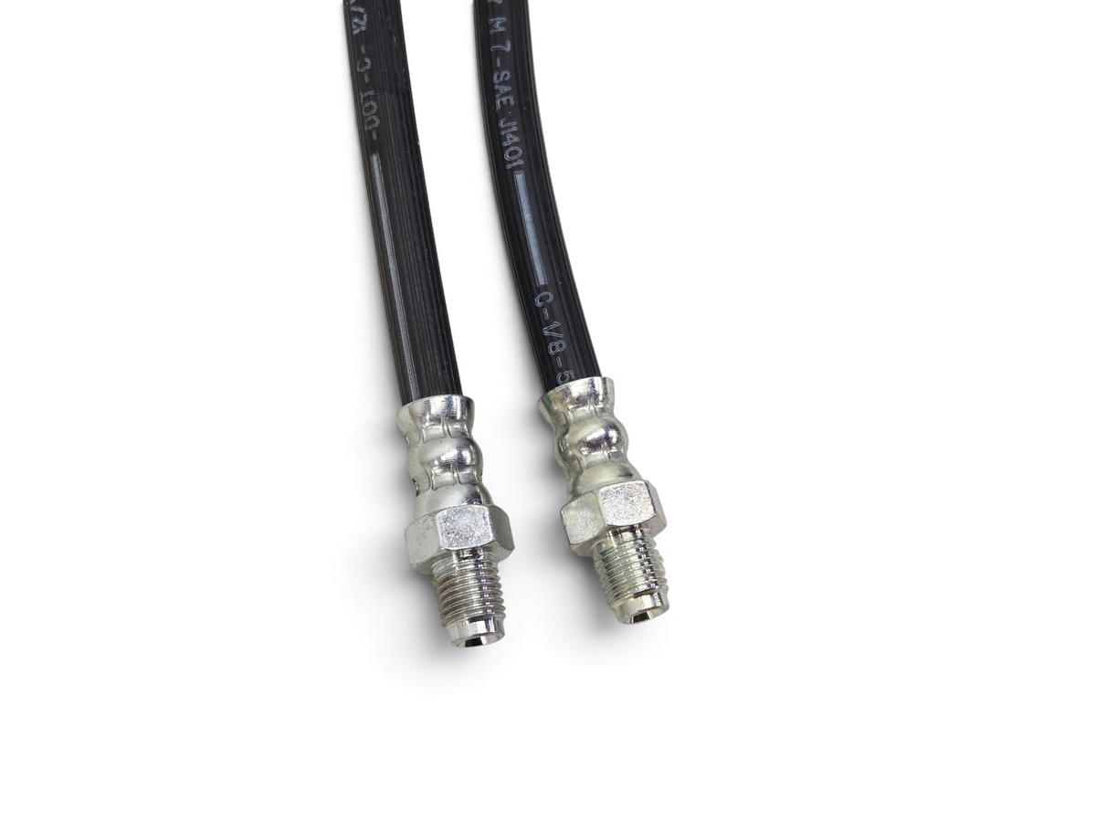 Send it Auto Parts pair of black rubber rear brake hoses for 1963-1982 Corvette C2 and C3 with metal fittings