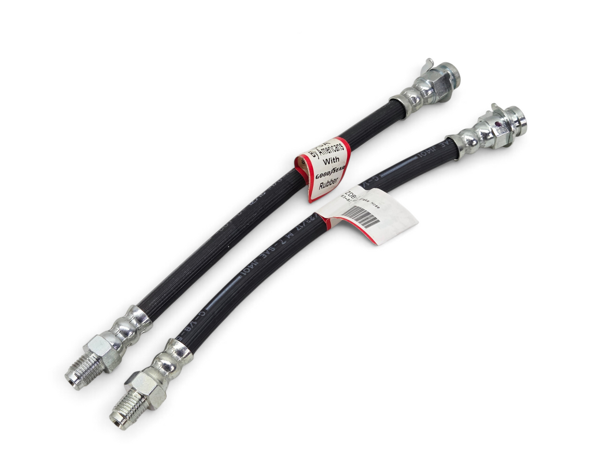 Send it Auto Parts pair of black rubber rear brake hoses for 1963-1982 Corvette C2 and C3 with metal fittings
