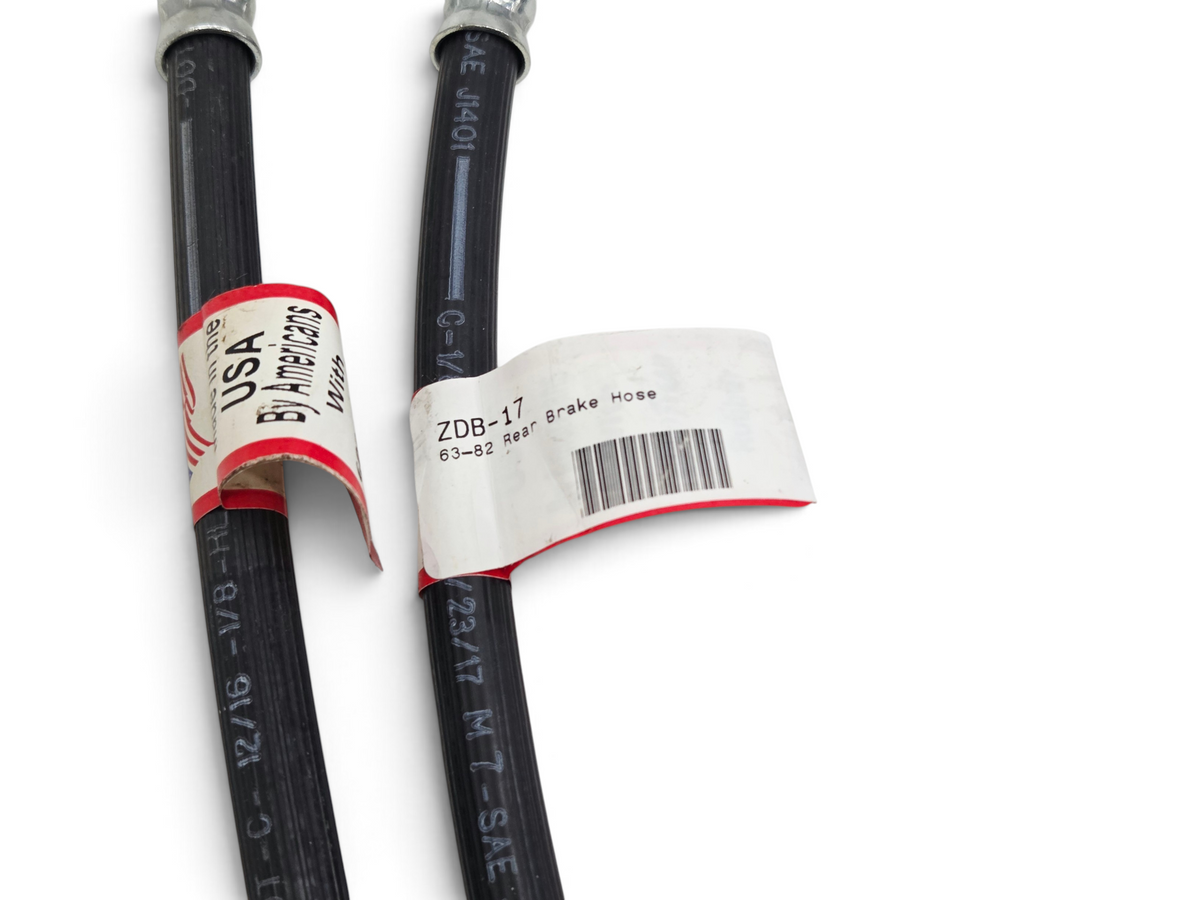 Send it Auto Parts pair of black rubber rear brake hoses for 1963-1982 Corvette C2 and C3 models