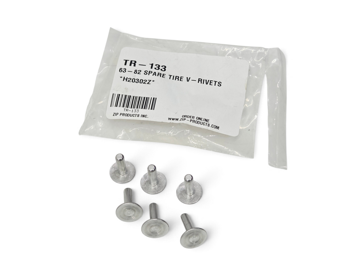 Send it Auto Parts set of 6 aluminum flat head rivets for 1963-1983 Corvette spare tire V-strap mounting